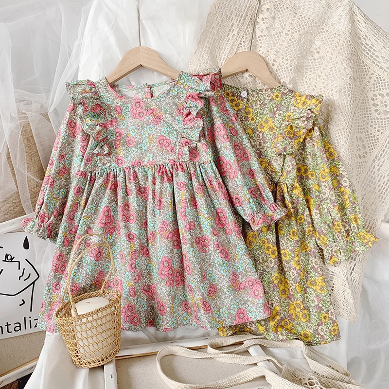 Sweet Kids Girls Spring Autumn Floral Print Fly Sleeve Ruffles Party Dress Pink and Yellow Color Fashion Holiday Dresses
Sweet Kids Girls Spring Autumn Floral Print Fly Sleeve Ruffles Party Dress Pink and Yellow Color Fashion Holiday Dresses