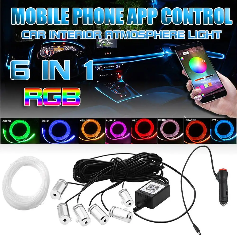 6 In 1 Rgb Led Atmosphere Car Light Interior Ambient Light Fiber Optic Strips Light App Control Diy Music 10m Fiber Optic Band
6 In 1 Rgb Led Atmosphere Car Light Interior Ambient Light Fiber Optic Strips Light App Control Diy Music 10m Fiber Optic Band