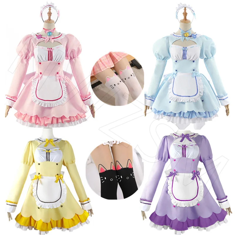 Nekopara Chocolate Vanilla Cosplay Costume Maid Lolita Dress Blue Pink Purple Yellow Skirt Dress Cat Claw Stockings Accessories
Nekopara Chocolate Vanilla Cosplay Costume Maid Lolita Dress Blue Pink Purple Yellow Skirt Dress Cat Claw Stockings Accessories