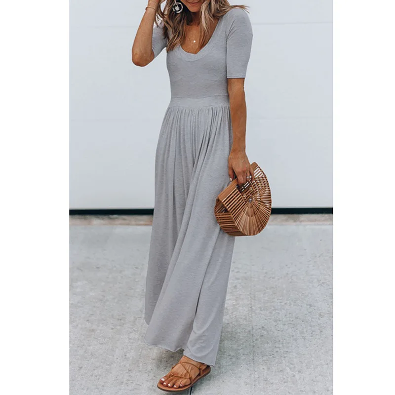 Women's New Round Neck Short Sleeve and Long Pattern Jumpsuit High-Waisted Pink Wine Red Color Boot Cut Jumpsuits
Women's New Round Neck Short Sleeve and Long Pattern Jumpsuit High-Waisted Pink Wine Red Color Boot Cut Jumpsuits