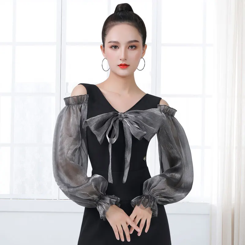 Doubl Waltz Tops Women's Front Bow Modern Dance Jumpsuit Black Ladies National Standard Dance
Doubl Waltz Tops Women's Front Bow Modern Dance Jumpsuit Black Ladies National Standard Dance