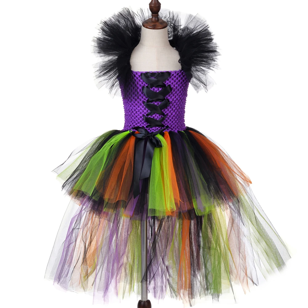 Платье-пачка ведьмы костюм для девушки хеллоуина детей маскарадные платья со