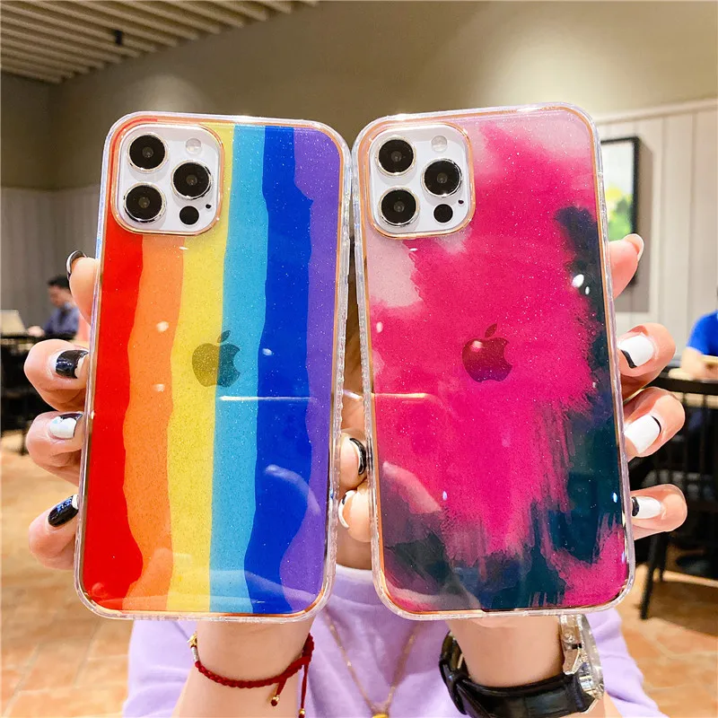Phone Case Watercolor Side Plating Glitter Gradient For iPhone 12 11 Pro 12 Pro Max 7 8 Plus Painting Soft TPU Luxury Full Cover
Phone Case Watercolor Side Plating Glitter Gradient For iPhone 12 11 Pro 12 Pro Max 7 8 Plus Painting Soft TPU Luxury Full Cover