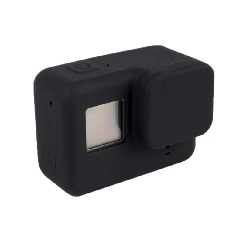 Силиконовый защитный чехол кожаный + крышка объектива для Gopro Hero 5 6 7 черные
