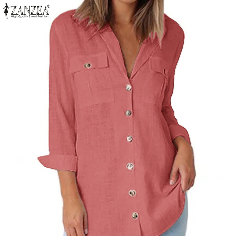 Женская Осенняя блузка оверсайз ZANZEA 2021, модная Однотонная рубашка, повседневные блузы с длинным рукавом, Женская туника на пуговицах с лацк...
Женская Осенняя блузка оверсайз ZANZEA 2021, модная Однотонная рубашка, повседневные блузы с длинным рукавом, Женская туника на пуговицах с лацк...