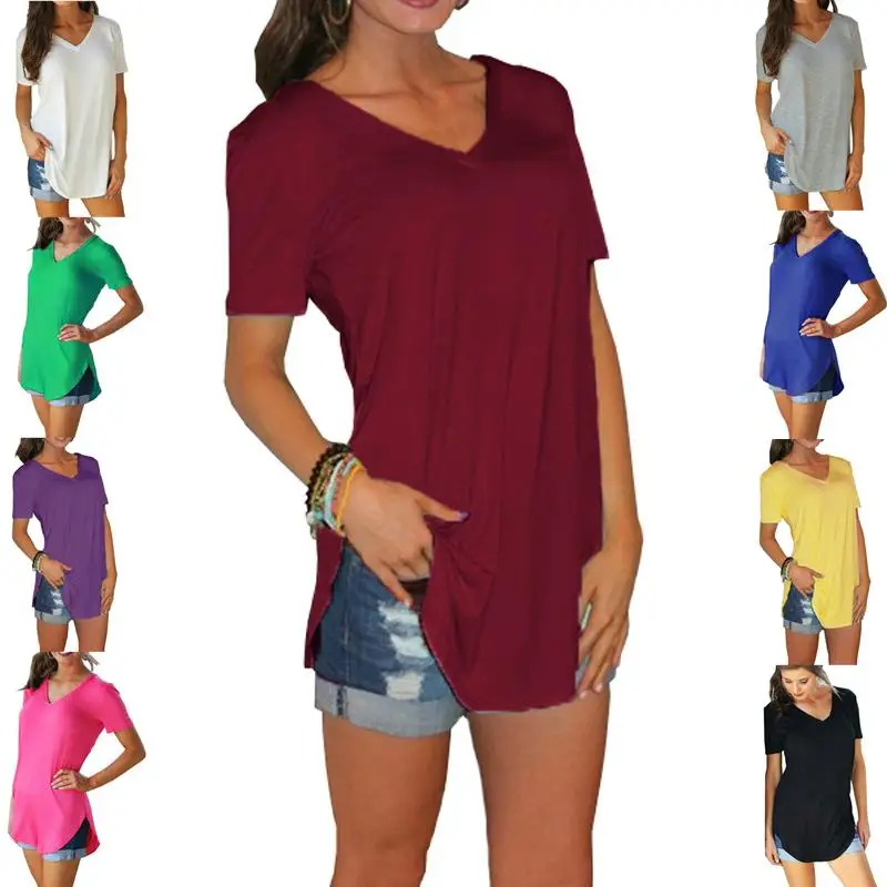 Solid Color Tops Woman Summer Fashion Pure Color Blouse Tee Lady Sexy V Neck Oversize Baggy Tops
Solid Color Tops Woman Summer Fashion Pure Color Blouse Tee Lady Sexy V Neck Oversize Baggy Tops