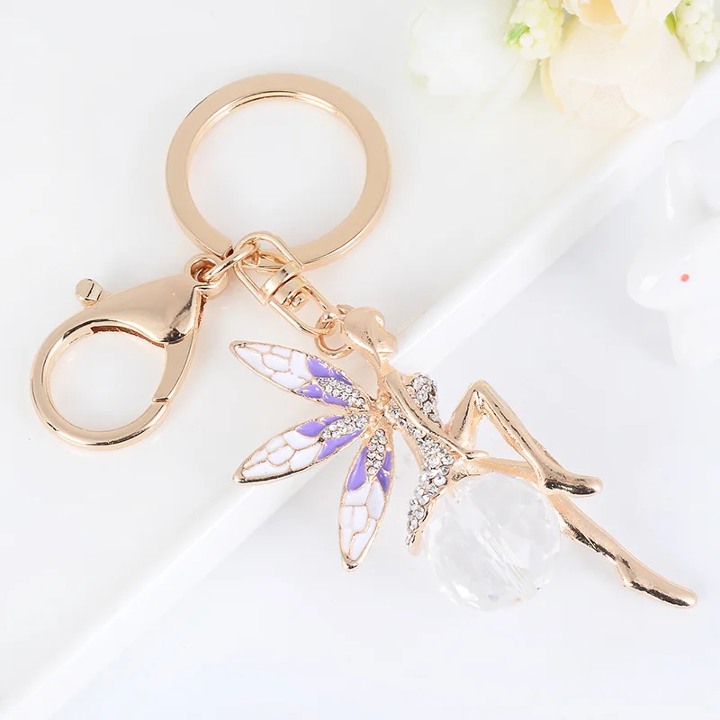 Стразы-Хрустальный брелок Фея-шар Tinkerbell-Ангел-подвески-крылья автомобильный для