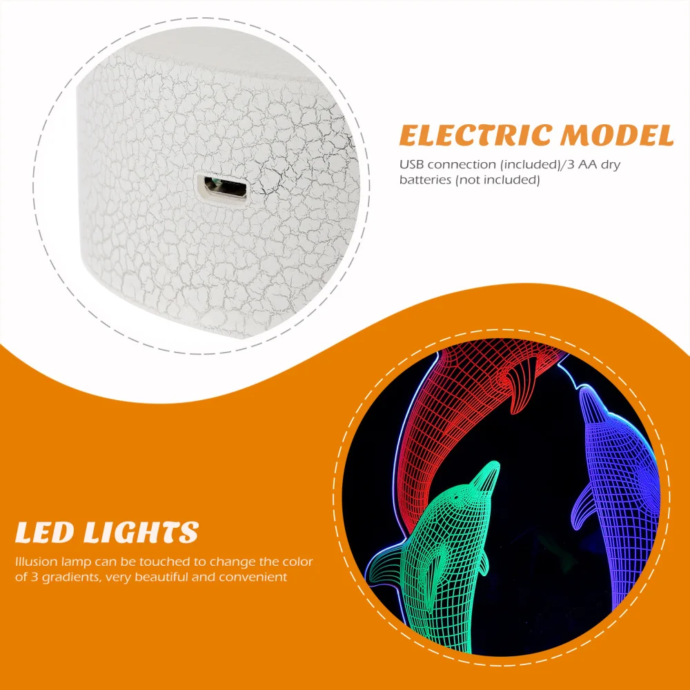 Dolphins Shape Touching Night Light 3D Effect Visual Light Touch Bedside Lamp 
Dolphins Shape Touching Night Light 3D Effect Visual Light Touch Bedside Lamp