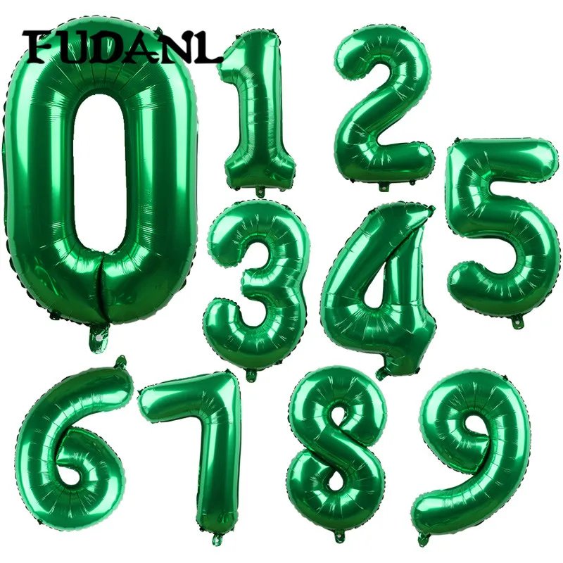 

50 шт. 32 дюйма зеленые цифры гелиевый шарик из фольги Воздушные шары украшение на годовщину свадьбу Детский праздник товары для дня рождения