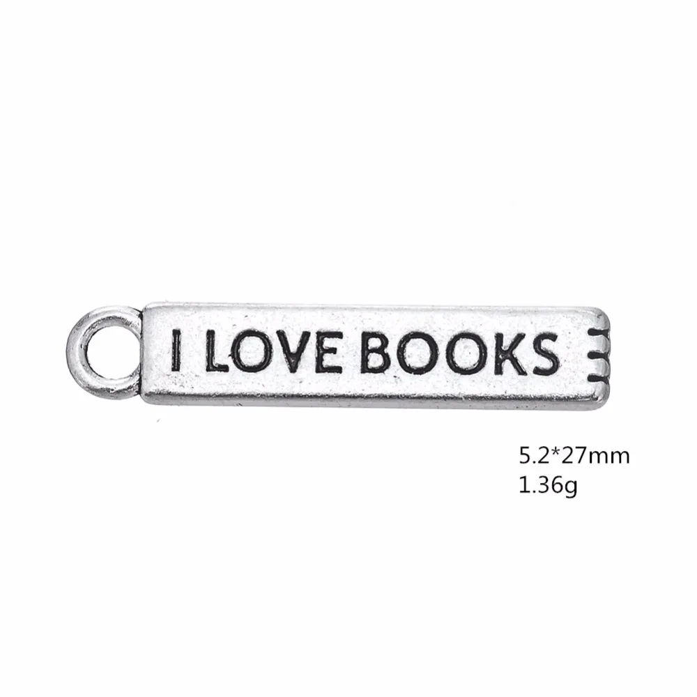 Skyrim 20Pcs Zinc Alloy Metal I LOVE BOOKS Message Charms Antique Silver Plated Pendants For Necklace/Bracelet/Earring/Choker | Украшения и