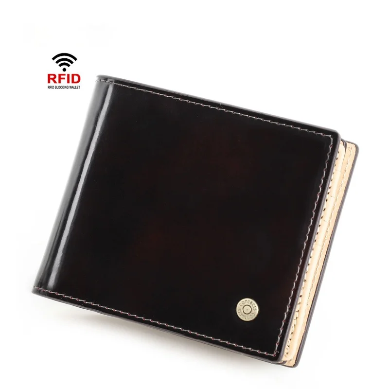 

RFID anti-theft brush Korean leather men's wallet large-capacity cross-section rub color men's bag