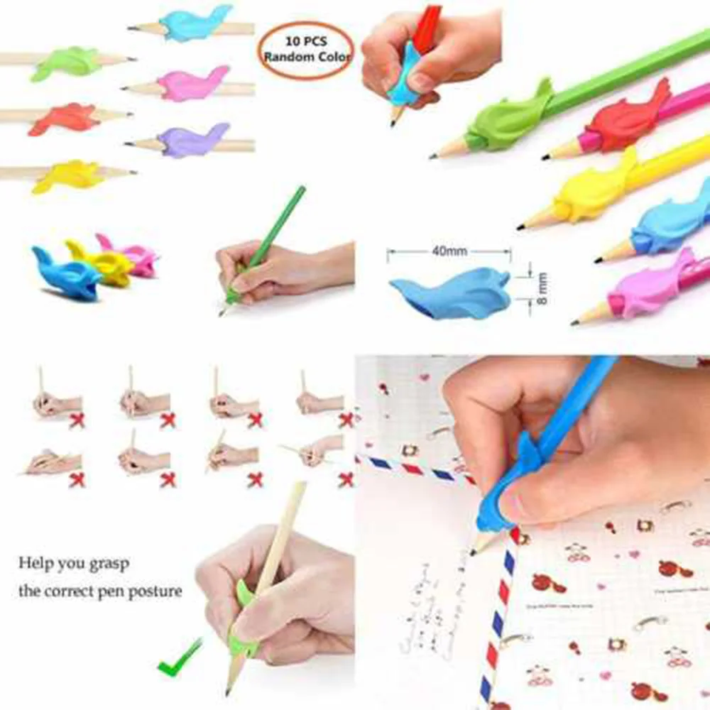 10pcs Handwriting Pencil Grips Holder Posture Correction Tool For Kids Ergonomic Soft Rubber Correct Writing Position
10pcs Handwriting Pencil Grips Holder Posture Correction Tool For Kids Ergonomic Soft Rubber Correct Writing Position
