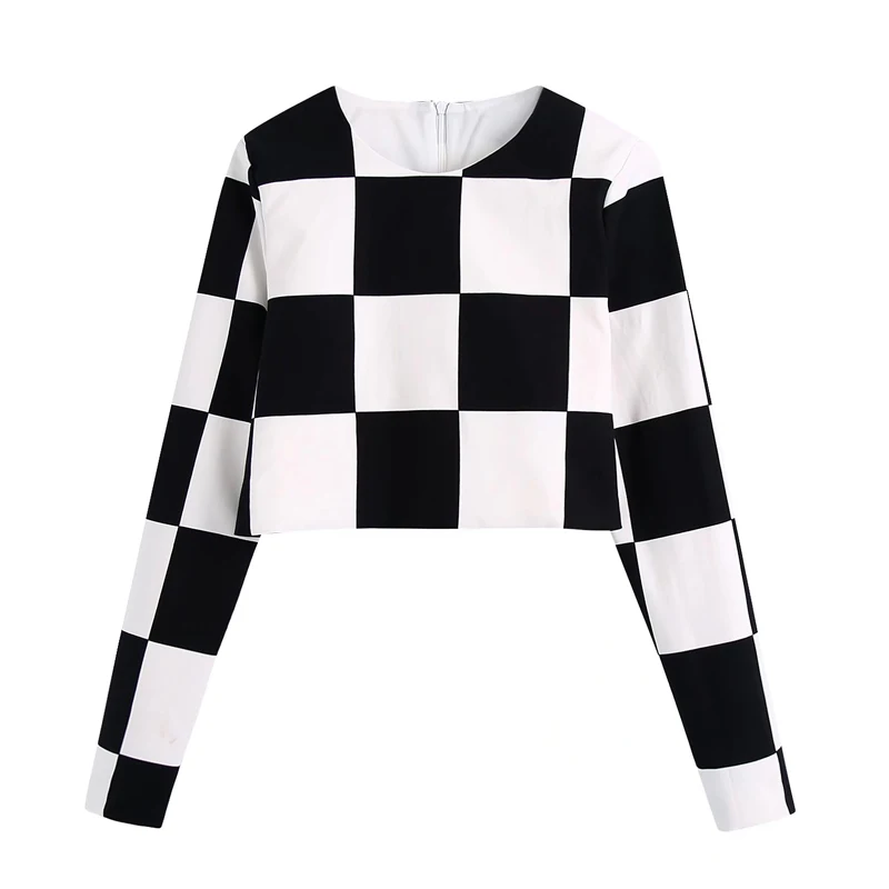 Женская короткая блузка в клетку, Повседневная рубашка с круглым вырезом и длинным рукавом, милый уличный Топ, одежда для лета, 2021
Женская короткая блузка в клетку, Повседневная рубашка с круглым вырезом и длинным рукавом, милый уличный Топ, одежда для лета, 2021