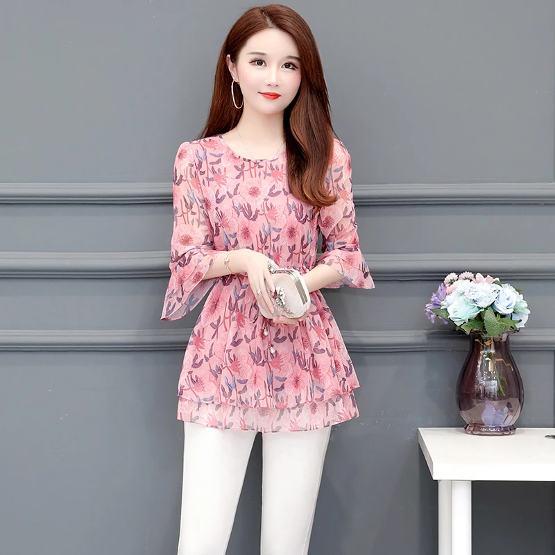 Summer Chiffon Blouse Women 2020 Korean Fashion Print Flare Sleeve Lace-up Women Shirts Plus Size Loose Women Tops Camisas Mujer
Summer Chiffon Blouse Women 2020 Korean Fashion Print Flare Sleeve Lace-up Women Shirts Plus Size Loose Women Tops Camisas Mujer