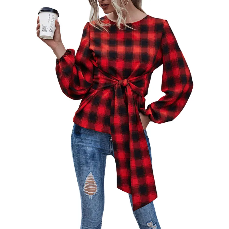 Spring Women Lace-up Bow Retro Plaid Shirt O-Neck Long Lantern Sleeve Casual Streetwear Club Pullover Blouse
Spring Women Lace-up Bow Retro Plaid Shirt O-Neck Long Lantern Sleeve Casual Streetwear Club Pullover Blouse