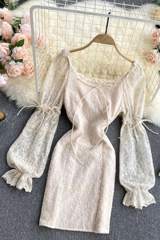 2021 Spring Korea Fashion Women Elegant Solid Color Square Collar Puff Sleeve Mini Lace Dress J201
2021 Spring Korea Fashion Women Elegant Solid Color Square Collar Puff Sleeve Mini Lace Dress J201