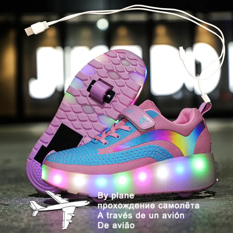 3 Colors Children Single / Double Wheels Glowing Sneakers USB Charging Led Luminous Shoes Boys Girls Roller shoes Good Gifts
3 Colors Children Single / Double Wheels Glowing Sneakers USB Charging Led Luminous Shoes Boys Girls Roller shoes Good Gifts