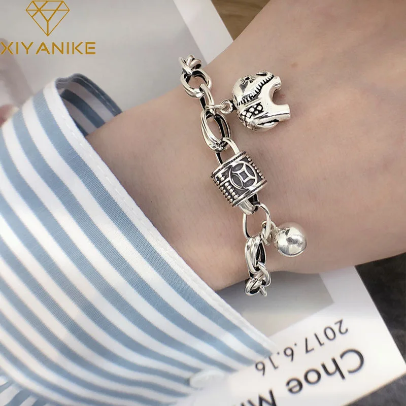 XIYANIKE Silver Color Elephant Round Bead Pendant Oval Chain Bracelet Female Lovely Retro Fashion Jewelry Birthday Gift
XIYANIKE Silver Color Elephant Round Bead Pendant Oval Chain Bracelet Female Lovely Retro Fashion Jewelry Birthday Gift