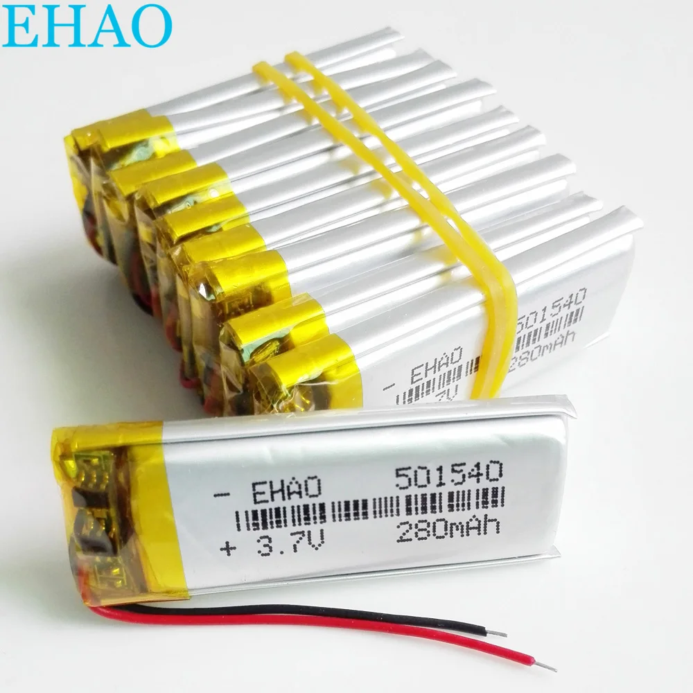 Фото 10 шт. литий полимерные аккумуляторные батареи 501540 3 7 в 280 мАч|Перезаряжаемые
