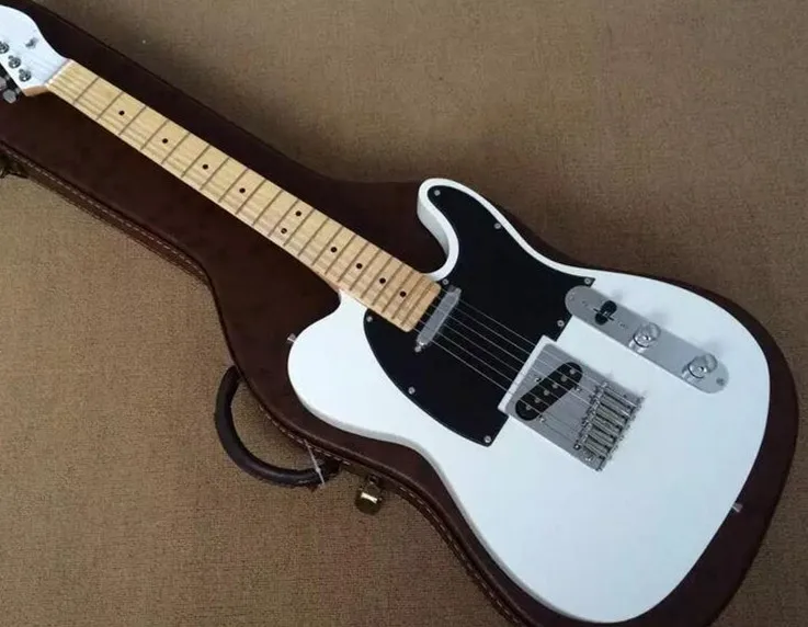 White electric guitar, 6 strings, maple fingerboard, black protective board, suitable for electric guitar
White electric guitar, 6 strings, maple fingerboard, black protective board, suitable for electric guitar