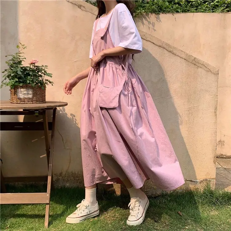 Plus Size Dress Sweet and Fresh Women Dresses 2020 Women' Korean-Style Loose-Fit Mid-Length Strap Dress
Plus Size Dress Sweet and Fresh Women Dresses 2020 Women' Korean-Style Loose-Fit Mid-Length Strap Dress