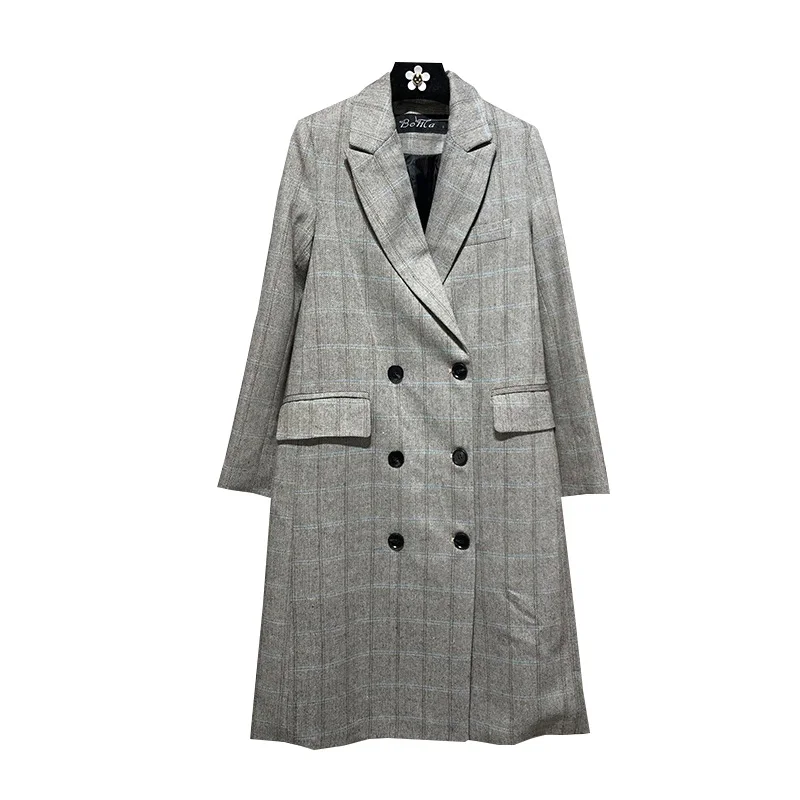 Autumn Winter Gray Plaid Long Blazer Loose Women Double Breasted Notched Coaalr Coat L1311183
Autumn Winter Gray Plaid Long Blazer Loose Women Double Breasted Notched Coaalr Coat L1311183