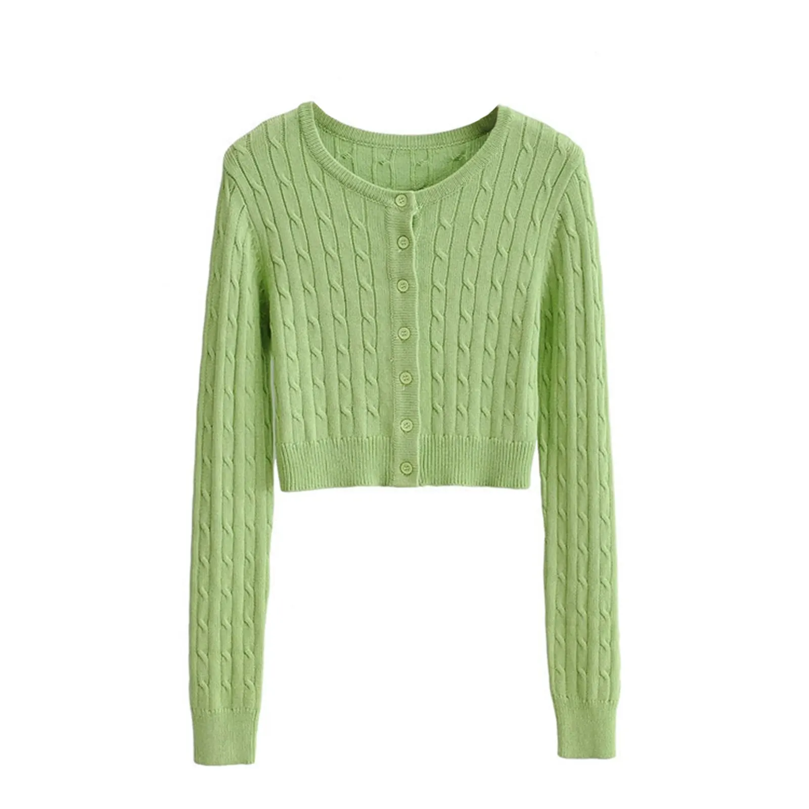 Women Button Up Crop Top, Sexy Long Sleeve Crew Neck Solid Color Cable Knit Tee Shirt
Women Button Up Crop Top, Sexy Long Sleeve Crew Neck Solid Color Cable Knit Tee Shirt