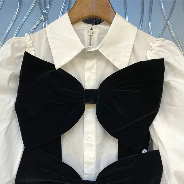British Style Women Ruffles Shirts Long Puff Sleeve Blouses Big Black Bows Woman White Shirts High Street Designer Blouses NS769
British Style Women Ruffles Shirts Long Puff Sleeve Blouses Big Black Bows Woman White Shirts High Street Designer Blouses NS769