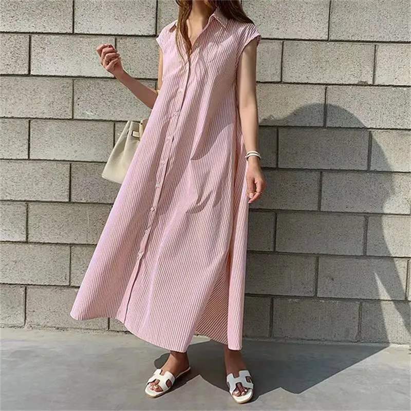 2020 Women Summer Shirt Dress Solid Multi Colors Casual Sleeveless Striped Oversize Lace Up Long Dress
2020 Women Summer Shirt Dress Solid Multi Colors Casual Sleeveless Striped Oversize Lace Up Long Dress