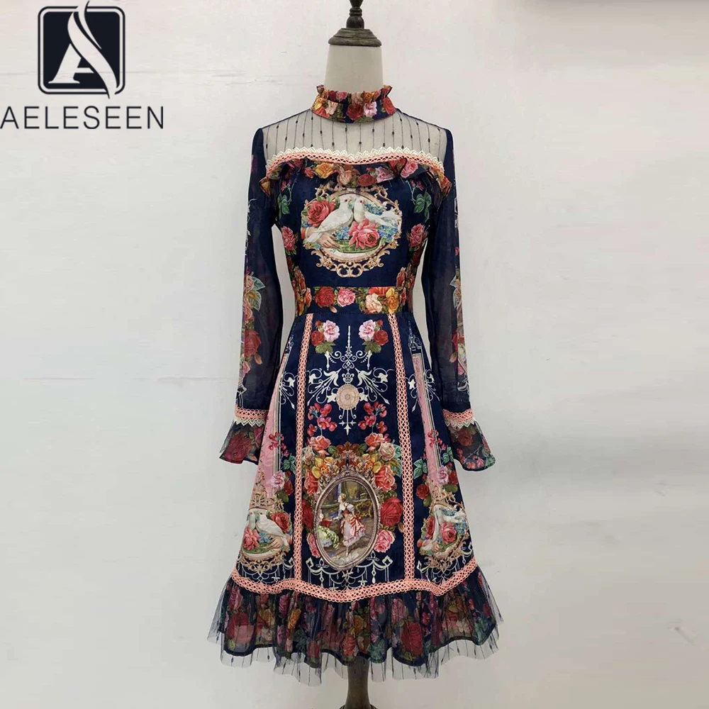 AELESEEN Luxury Women Dress Spring Autumn Elegant Turtleneck Patchwork Flower Print Ruffles See-Throught Long Christmas Dress
AELESEEN Luxury Women Dress Spring Autumn Elegant Turtleneck Patchwork Flower Print Ruffles See-Throught Long Christmas Dress