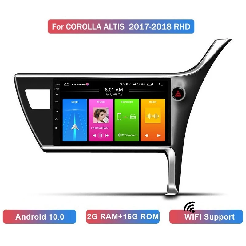 Автомобильный MP5-плеер 2 Din, 10 дюймов, Android 10,0, 2 + 16 ГБ, Wi-Fi, Bluetooth, GPS-навигация для Toyota Corolla Altis 2017-2018 RHD
Автомобильный MP5-плеер 2 Din, 10 дюймов, Android 10,0, 2 + 16 ГБ, Wi-Fi, Bluetooth, GPS-навигация для Toyota Corolla Altis 2017-2018 RHD