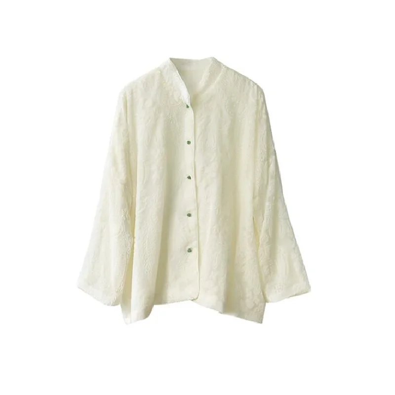 2021 Autumn Winter Fashion Silk Blouses High Quality Velvet Women Allover Exquisite Embroidery Long Sleeve Black White Shirts
2021 Autumn Winter Fashion Silk Blouses High Quality Velvet Women Allover Exquisite Embroidery Long Sleeve Black White Shirts