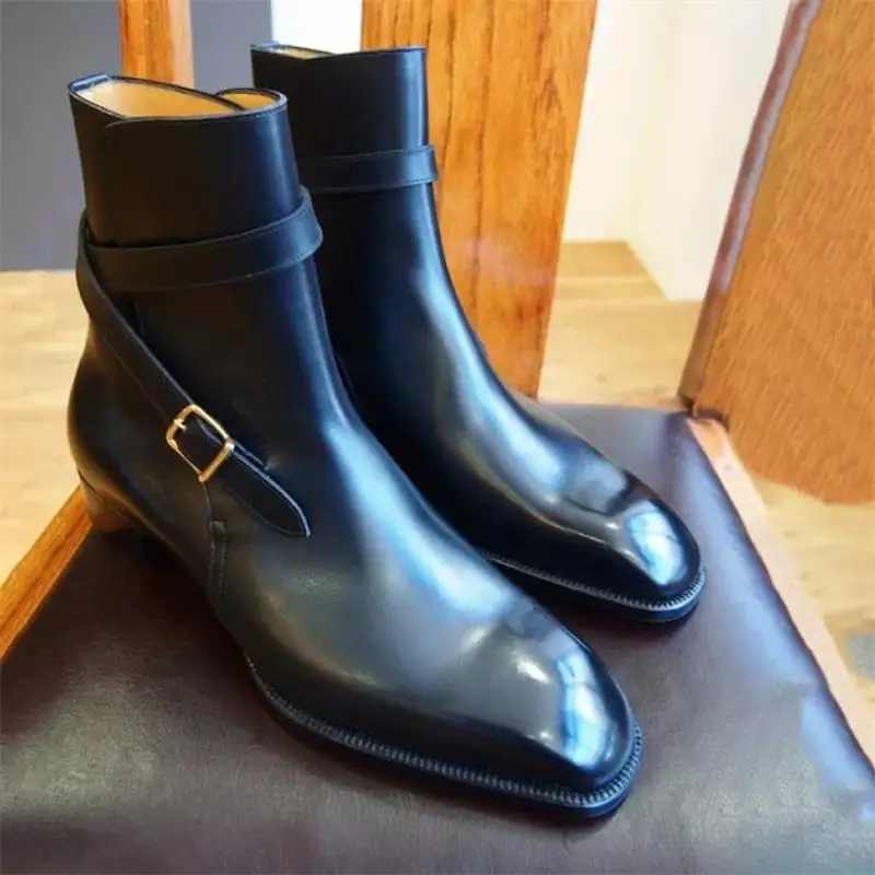 2021 New Men's Fashion Business Casual Dress Shoes Handmade Black PU Square Head Belt Buckle Classic Chelsea Ankle Boots KS364
2021 New Men's Fashion Business Casual Dress Shoes Handmade Black PU Square Head Belt Buckle Classic Chelsea Ankle Boots KS364