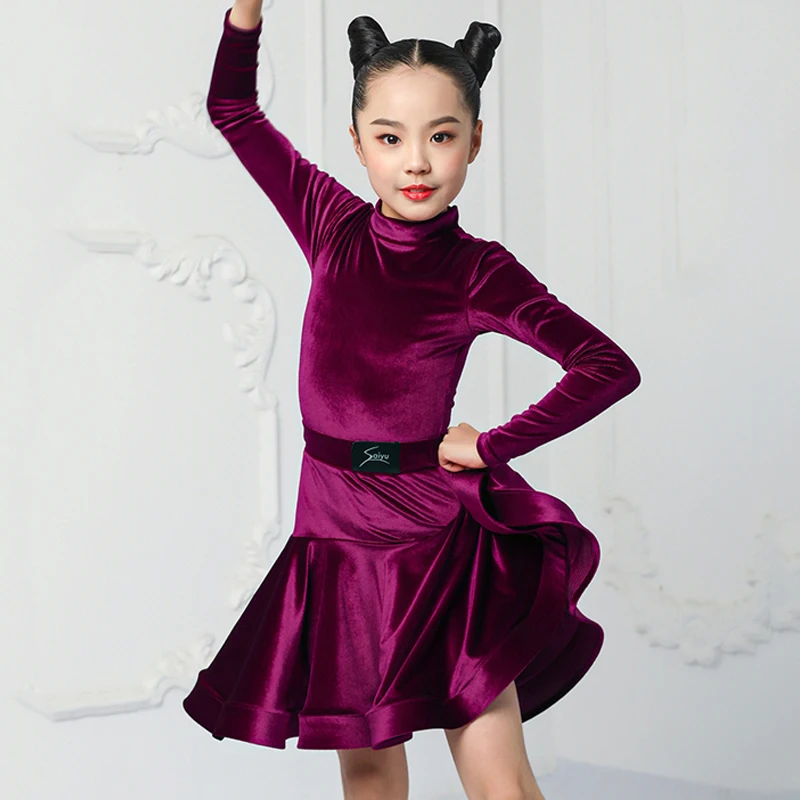 Girls Latin Dance Dress Competition Suit Fishbone Skirt Purple/Black Long Sleeve Dress Kids Latina Performance Costume DNV14326
Girls Latin Dance Dress Competition Suit Fishbone Skirt Purple/Black Long Sleeve Dress Kids Latina Performance Costume DNV14326