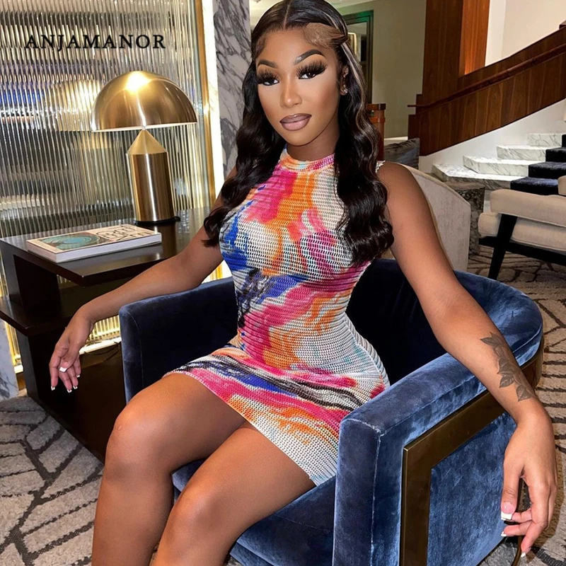 Женское прозрачное Сетчатое облегающее платье без рукавов 
Женское прозрачное Сетчатое облегающее платье без рукавов