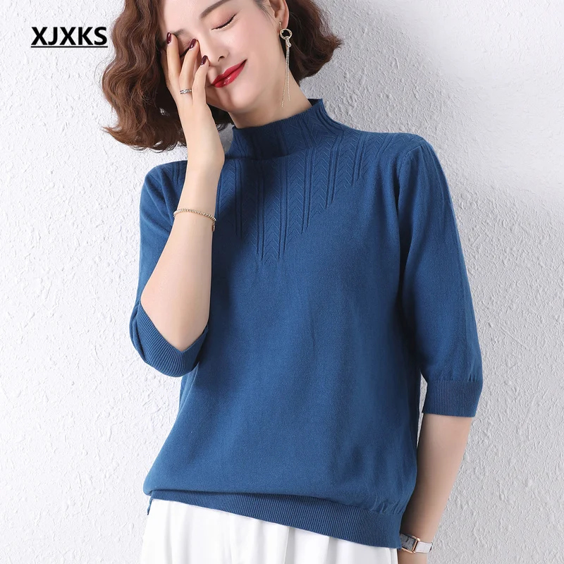 XJXKS High collar mid-sleeve autumn sweater women pullover 2021 new high elasticity comfortable women wool sweater
XJXKS High collar mid-sleeve autumn sweater women pullover 2021 new high elasticity comfortable women wool sweater