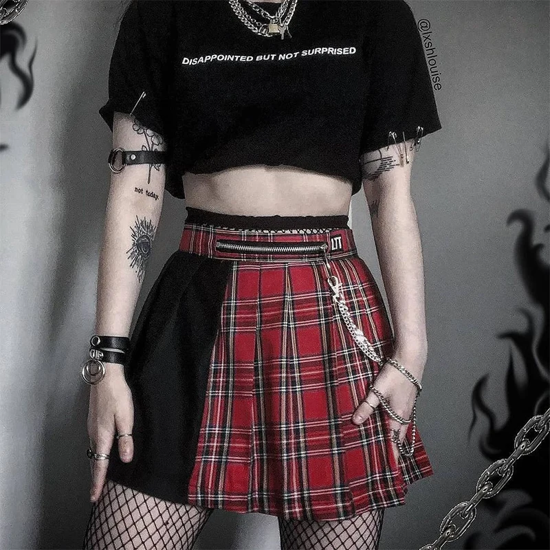 Gothic Summer Sexy Woman High Waist Plaid Skirt Punk Goth Dark Chain Zipper Y2K Pleated Short Skirt Egirl Emo Grunge Alt Clothes
Gothic Summer Sexy Woman High Waist Plaid Skirt Punk Goth Dark Chain Zipper Y2K Pleated Short Skirt Egirl Emo Grunge Alt Clothes