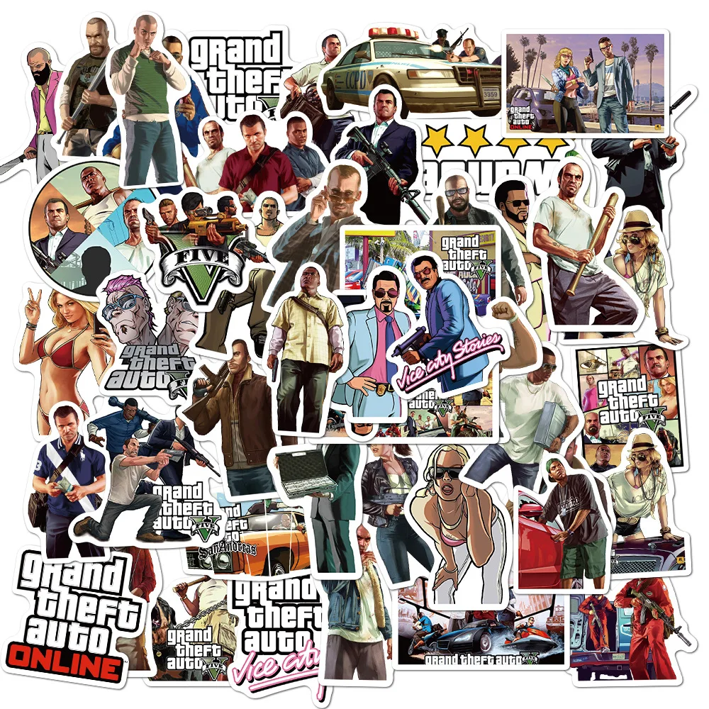 10/50 шт в наборе новинка аниме приключения съемки игры Grand Theft Auto стикеры DIY Декор