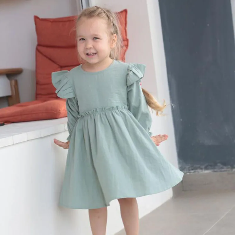 Spring Autumn Kids Baby Girls Fly Sleeve Dresses For Girls Dresses Kids Girl Dress Long Sleeve Girls Pure Color Dress 1-5Yrs 
Spring Autumn Kids Baby Girls Fly Sleeve Dresses For Girls Dresses Kids Girl Dress Long Sleeve Girls Pure Color Dress 1-5Yrs
