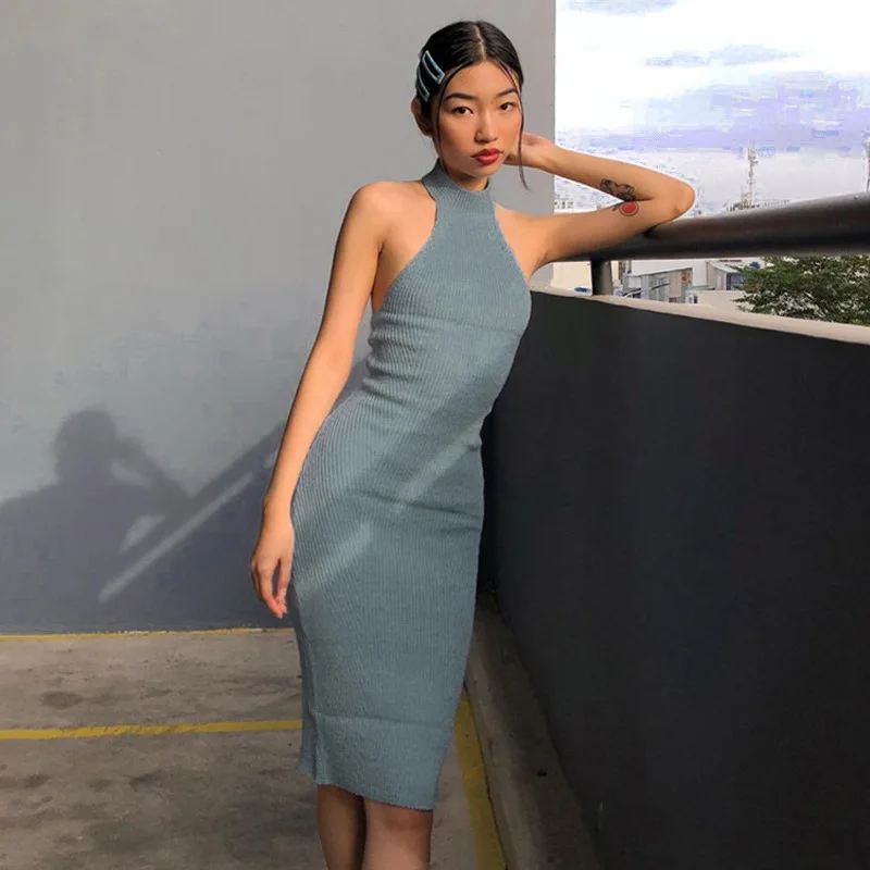 SWEETKAMASummer Sexy Sleeveless Solid Color Backless Halter Neck Casual Bodycon Dress Women
SWEETKAMASummer Sexy Sleeveless Solid Color Backless Halter Neck Casual Bodycon Dress Women