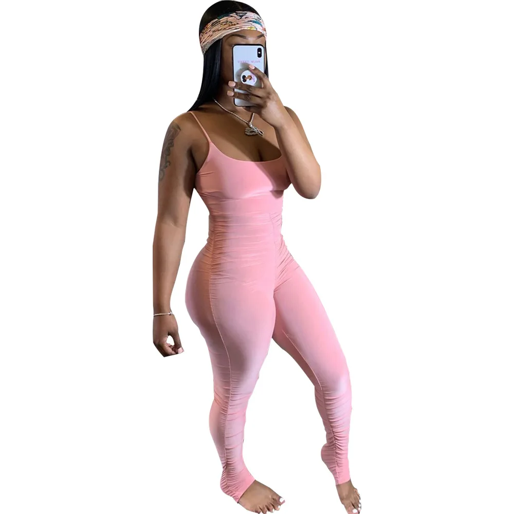 women summer 2020 sleeveless stacked long pants bodycon spaghetti strap jumpsuit salopette femme neon green/yellow/black/orange
women summer 2020 sleeveless stacked long pants bodycon spaghetti strap jumpsuit salopette femme neon green/yellow/black/orange