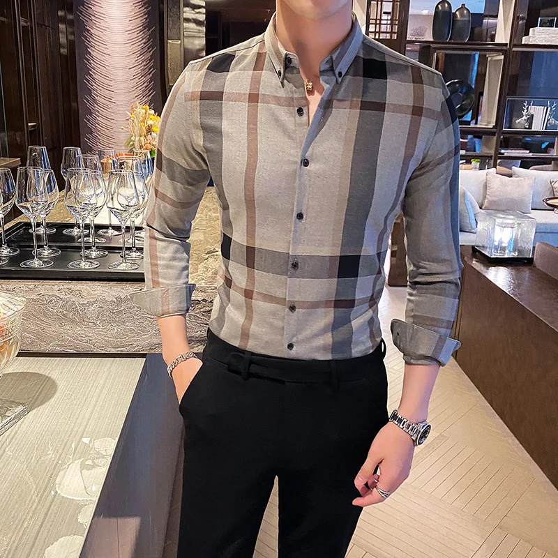 2021 men's Long Sleeve Plaid shirt, business casual wear, tight fitting, office and social use
2021 men's Long Sleeve Plaid shirt, business casual wear, tight fitting, office and social use