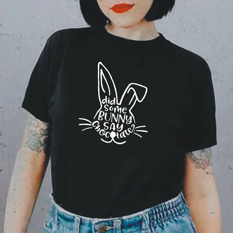 Summer Short Sleeve T-shirt Femme Funny Bunny Say Chocolate Letter Print Women TShirt Harajuku Casual Cotton T Shirt Women Tops
Summer Short Sleeve T-shirt Femme Funny Bunny Say Chocolate Letter Print Women TShirt Harajuku Casual Cotton T Shirt Women Tops