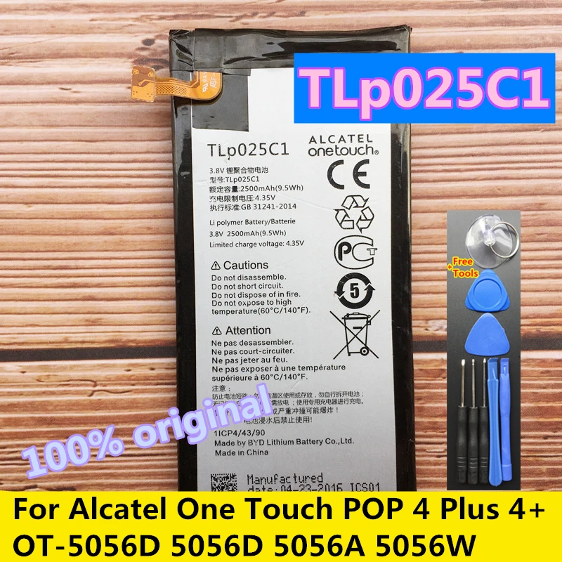 2500mAh TLP025C2 / TLP025C1 Original Battery For Alcatel One Touch POP 4 Plus 4+ OT-5056D 5056D 5056A 5056W
2500mAh TLP025C2 / TLP025C1 Original Battery For Alcatel One Touch POP 4 Plus 4+ OT-5056D 5056D 5056A 5056W