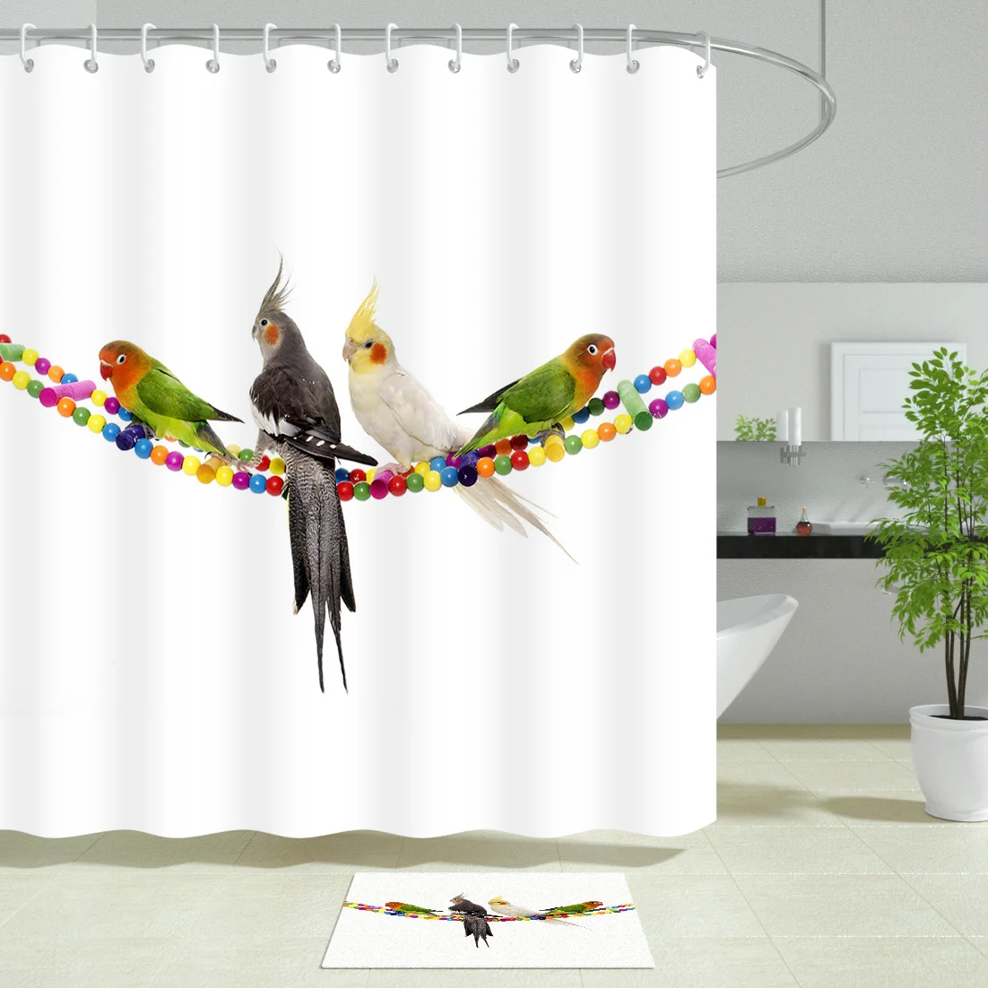 Bathroom Shower Curtains Four Parrots Bath Screen Home Decor Polyester Fabric Waterproof Mildew Proof with 12 Hooks
Bathroom Shower Curtains Four Parrots Bath Screen Home Decor Polyester Fabric Waterproof Mildew Proof with 12 Hooks