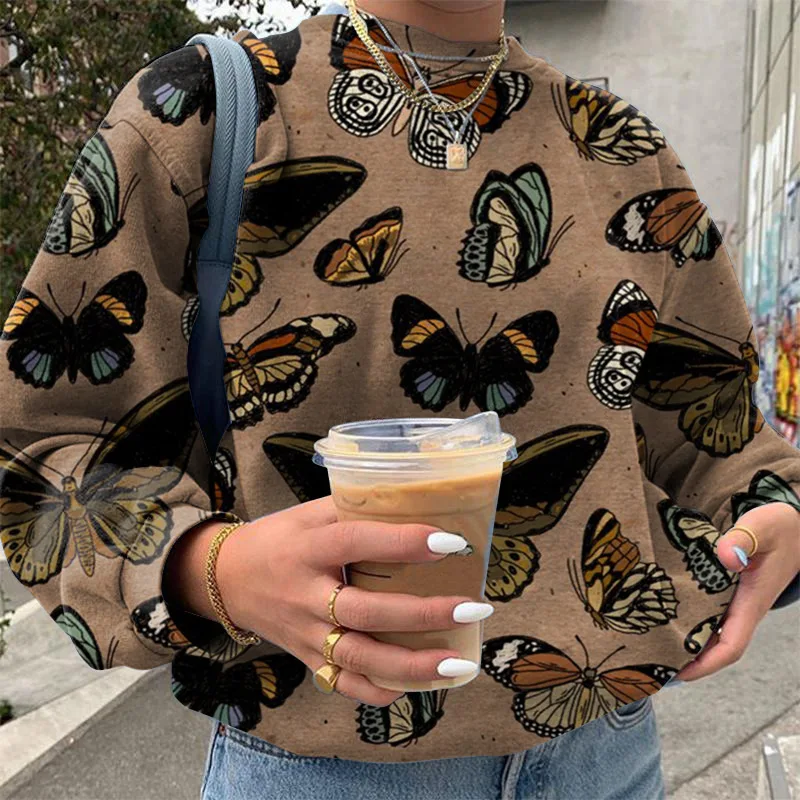 Women Vintage Butterfly Print Harajuku Sweatshirt Casual Crewneck Long Sleeve Loose Fit Pullover Tops E-girl 90s Streetwear
Women Vintage Butterfly Print Harajuku Sweatshirt Casual Crewneck Long Sleeve Loose Fit Pullover Tops E-girl 90s Streetwear