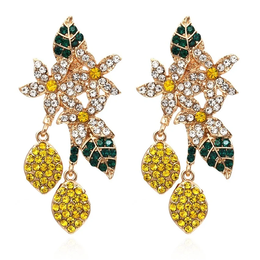 2021 Trend Rhinestone Lemon Flower Earrings for Woman Vintage Fruit Leaf Earrings
2021 Trend Rhinestone Lemon Flower Earrings for Woman Vintage Fruit Leaf Earrings