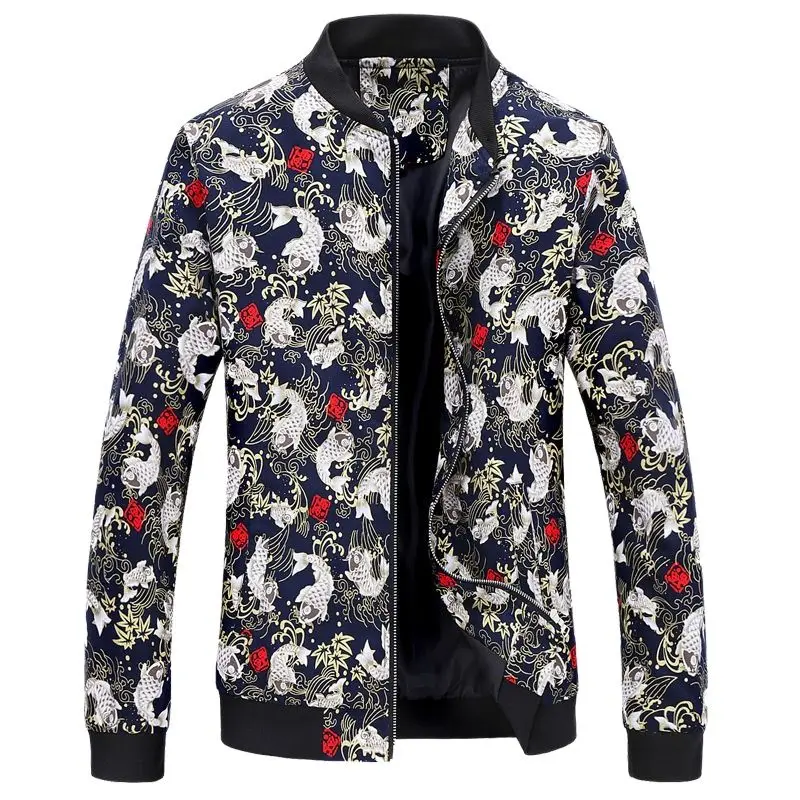 Spring Cool Carp Printed Jacket Men 's Slim -Fitting and Handsome Floral Jacket Fat Baseball Uniform plus Size Raccoon
Spring Cool Carp Printed Jacket Men 's Slim -Fitting and Handsome Floral Jacket Fat Baseball Uniform plus Size Raccoon