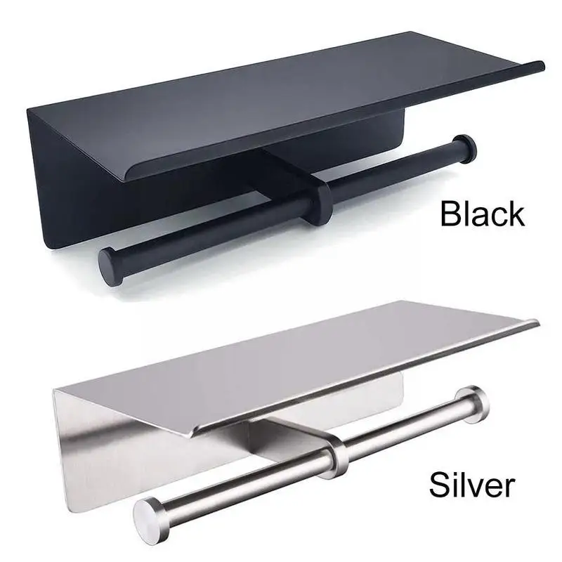 Double Roll Toilet Paper Holder Shelf Wall Mount Bathroom Black Dual with Silver Storage Holder Rack Phones/Wipes Roll Tiss M9G2
Double Roll Toilet Paper Holder Shelf Wall Mount Bathroom Black Dual with Silver Storage Holder Rack Phones/Wipes Roll Tiss M9G2