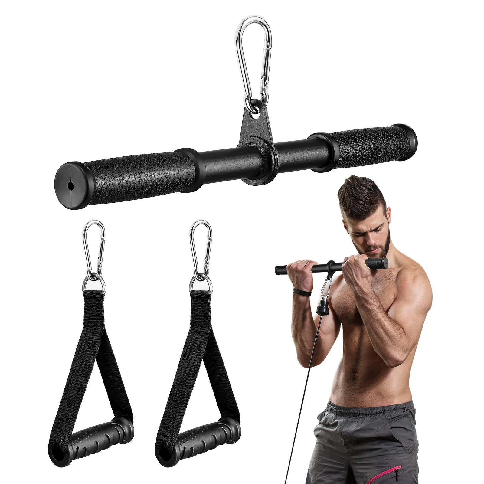 Abaodam Rotating Straight Bar Down Bar Cable Machine Attachment with Exercise Hand Grips Carabiners for Home Gym
Abaodam Rotating Straight Bar Down Bar Cable Machine Attachment with Exercise Hand Grips Carabiners for Home Gym